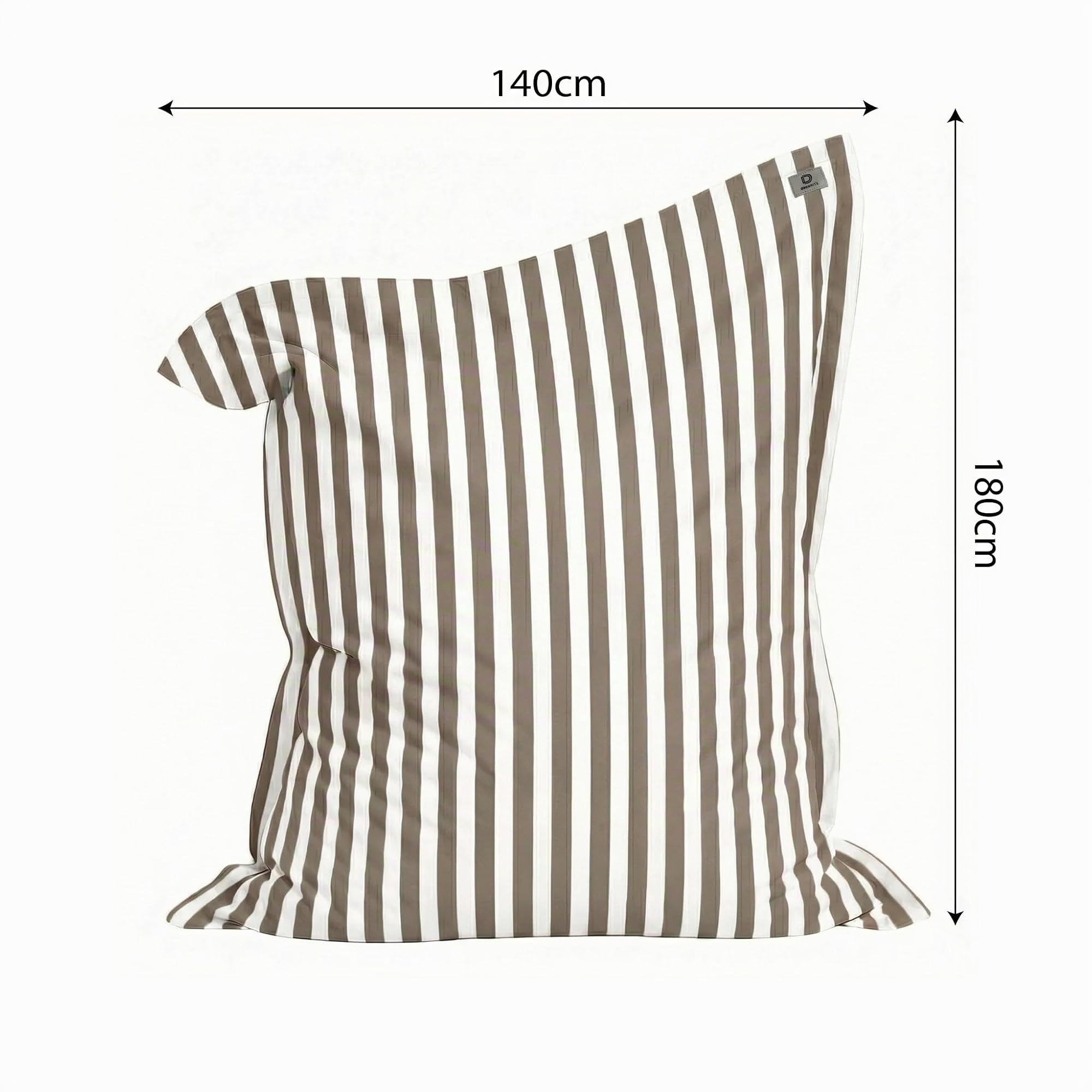 Housse pour Pouf Géant XXL 180x140cm - Rayure Beige - Anti-UV - Déhoussable - Déco Arts