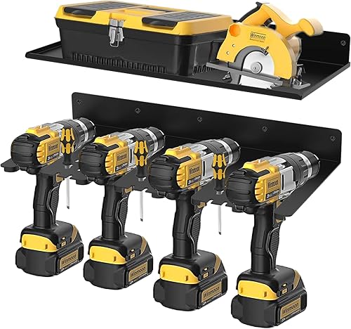 Foozet Organizador de herramientas eléctricas y estante de almacenamiento de herramientas eléctricas de 2 capas, almacenamiento de taladro y