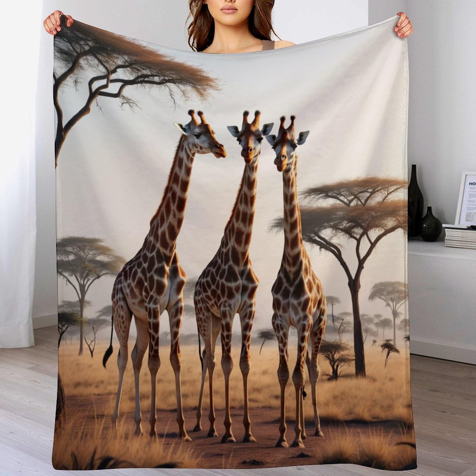 Couverture girafe douce et chaude 150x200 | Le plaid en flanelle idéal pour un cadeau cocooning