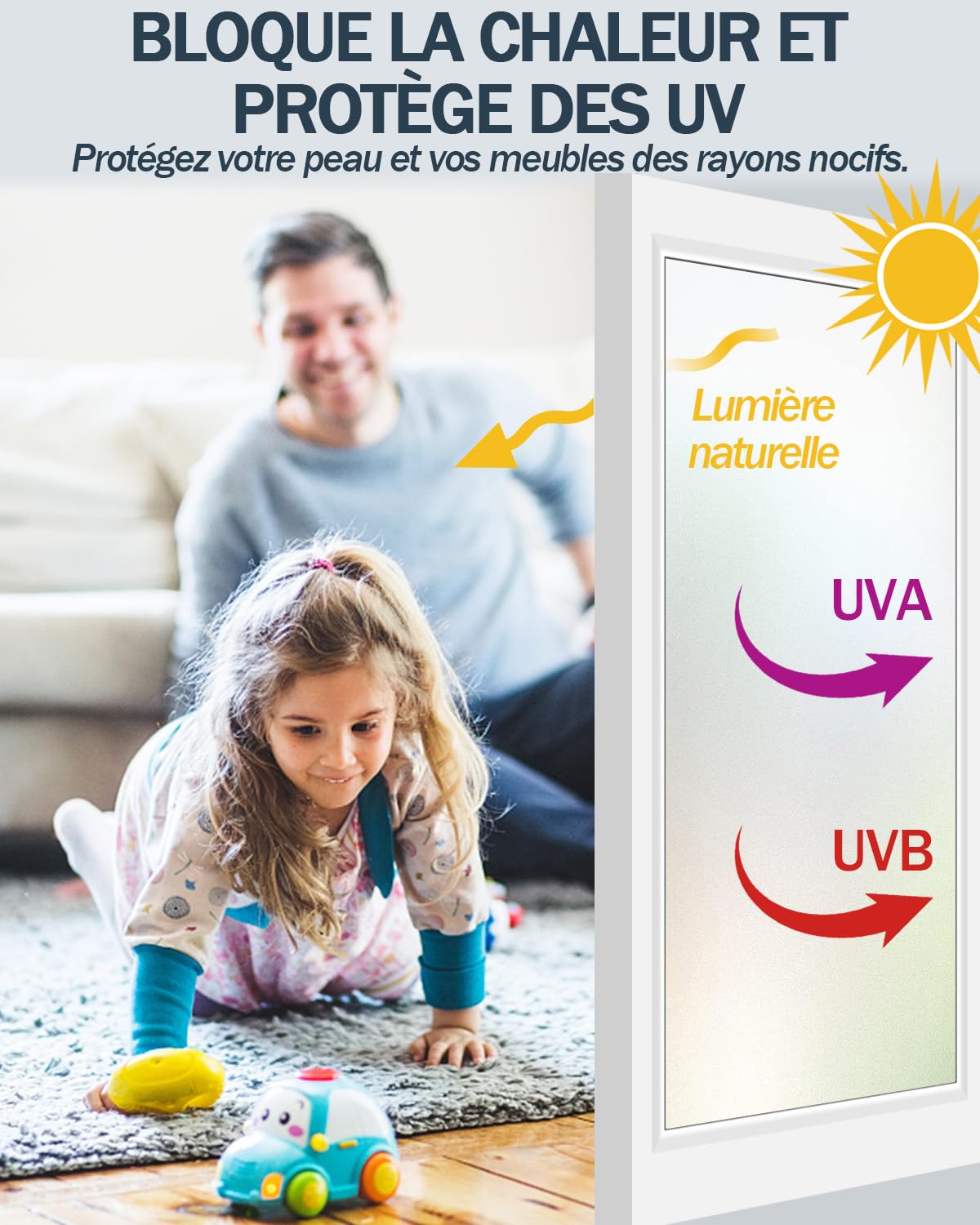 Film Fenetre Anti Regard Outils d'Installation Inclus, Protection UV, Idéal pour Portes de Bureau à Domicile ou Salle de Bain Film Autocollant en Verre dépoli, Brise-Vue, Statique, 75 x 400 cm, Mat