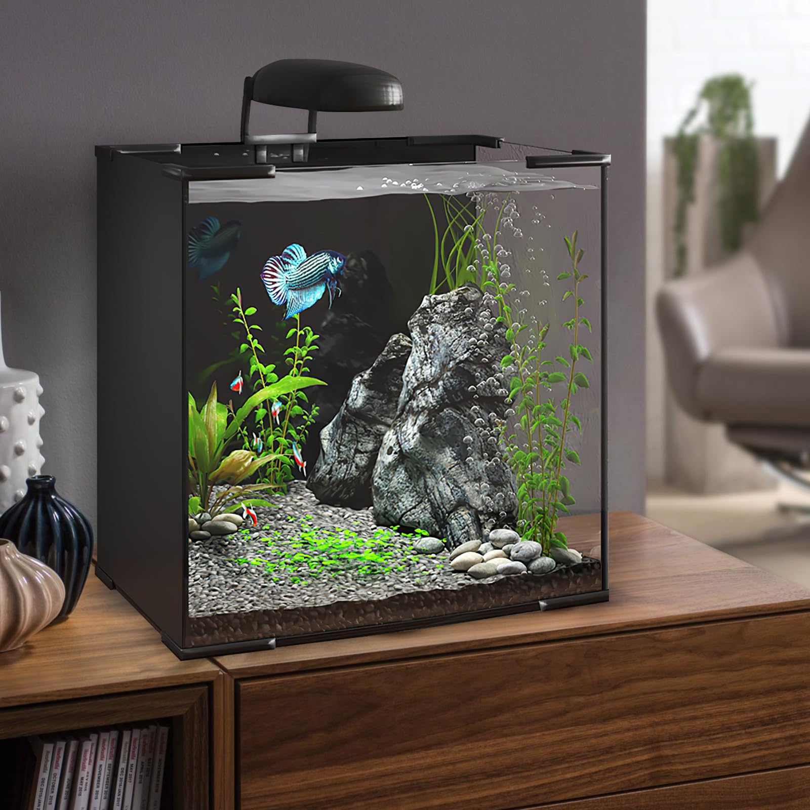 Pellicola Adesiva Statica per Sfondo Acquario, Parete Posteriore Nera 50x200 cm