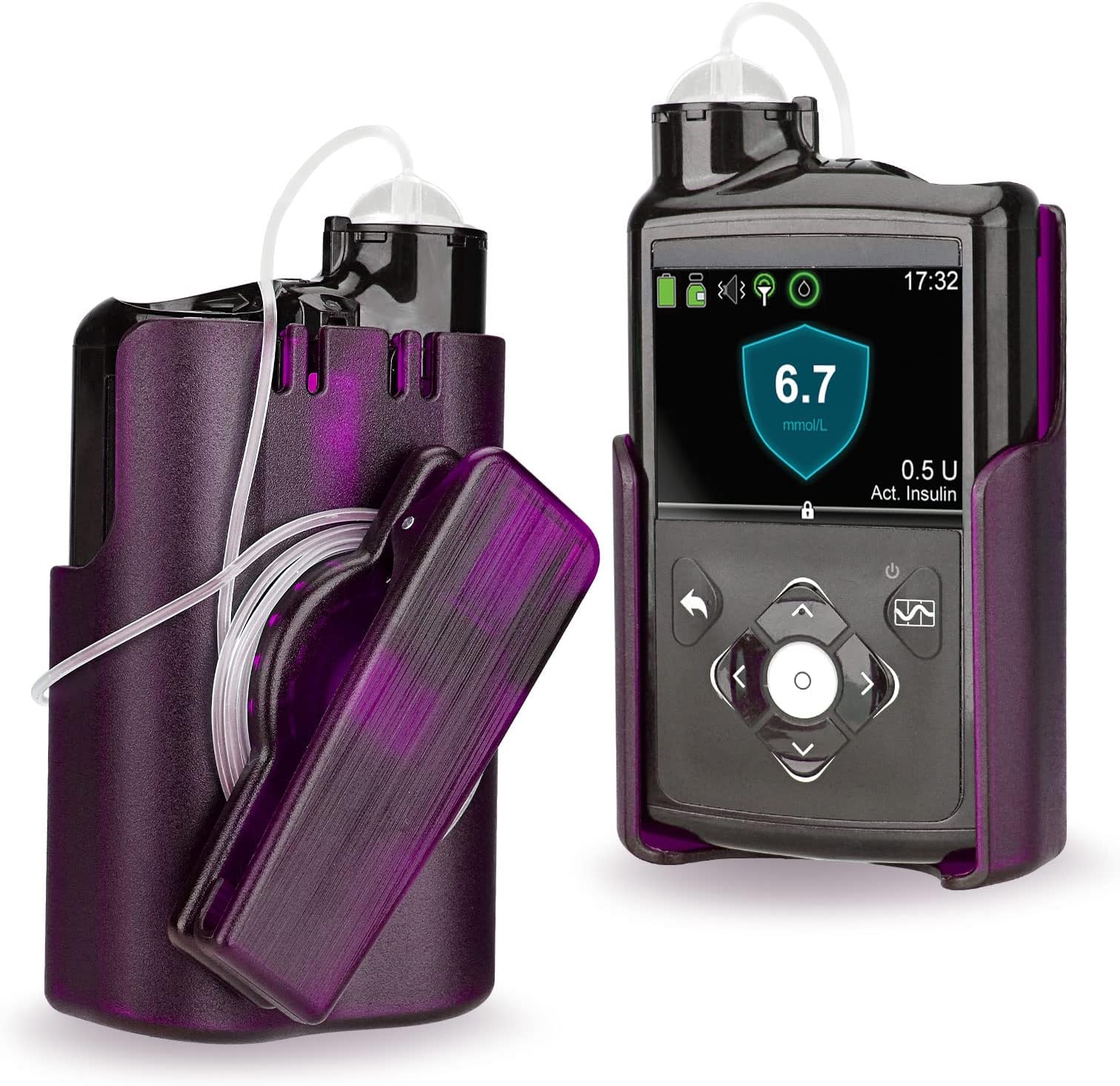 Insulin Pump Holder 360° Rotatable, Insulin Pump Case with Clip for Medtronic MiniMed 630G 640G 670G 770G, Sturdy and Durable Clip (Purple)