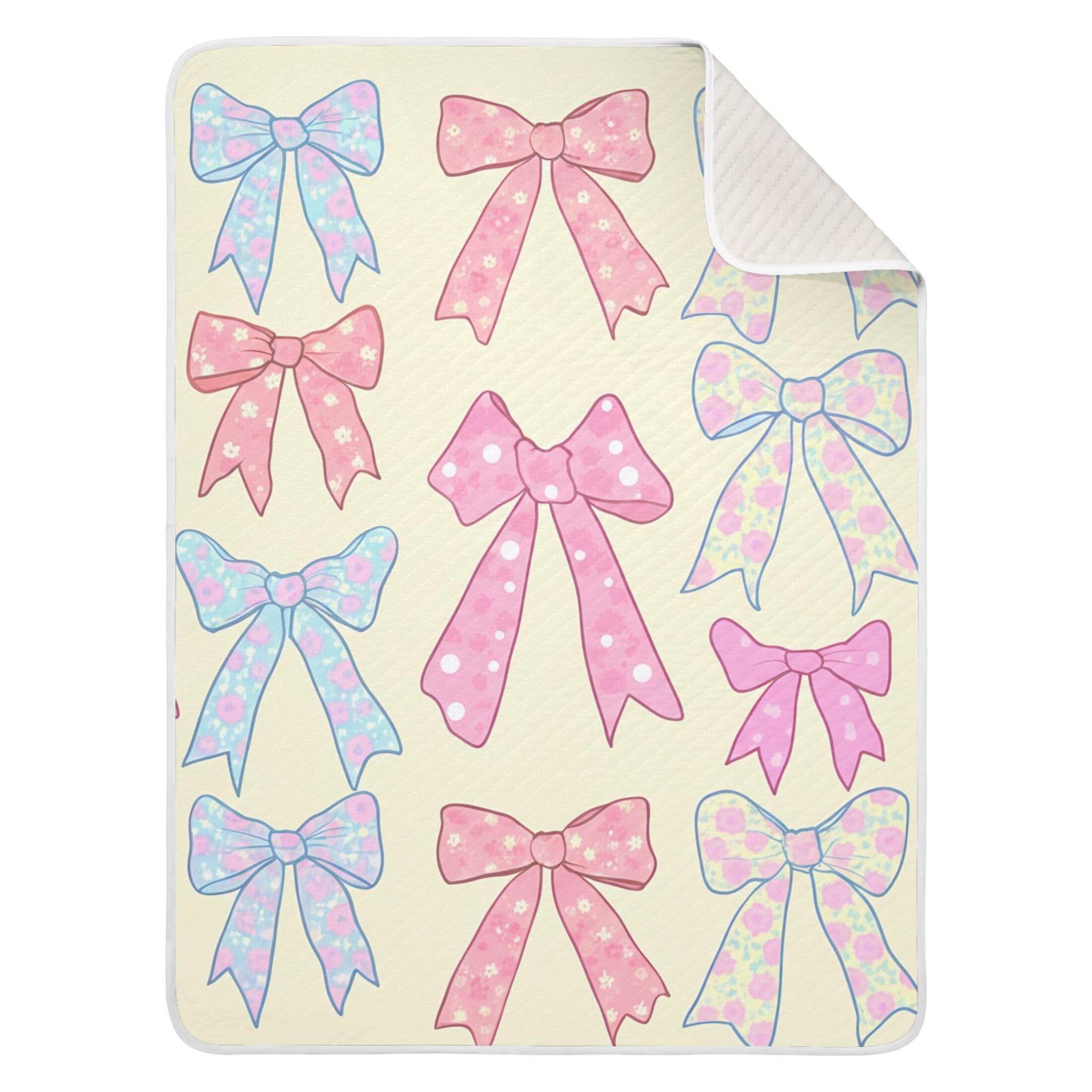 Burbuja Pastel Bows Baby Blanket for Boys Girls, Nursery Soft Warm Swaddling Receiving Baby Blankets, 30x40 in Toddler Blanket