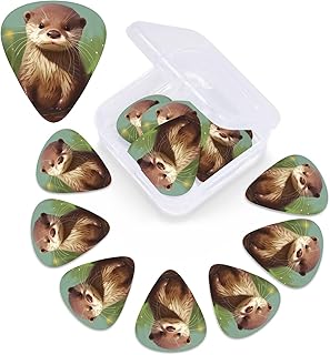 Cute otter print Guitar Picks 12 Pack Personalized Guitar Picks with Storage Box Guitar Accessories for Ukulele Electric Acoustic Guitars Bass