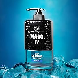 MARO17 Japan\'s 1 Cool+ Shampoo Perfect Wash - Original Cool Formula for Deep Cleansing - Sulfate Free + DHT Blocker Anti Dandruff Shampoo for Men with BHA Formula - Repairs Damage For Thicker Hair