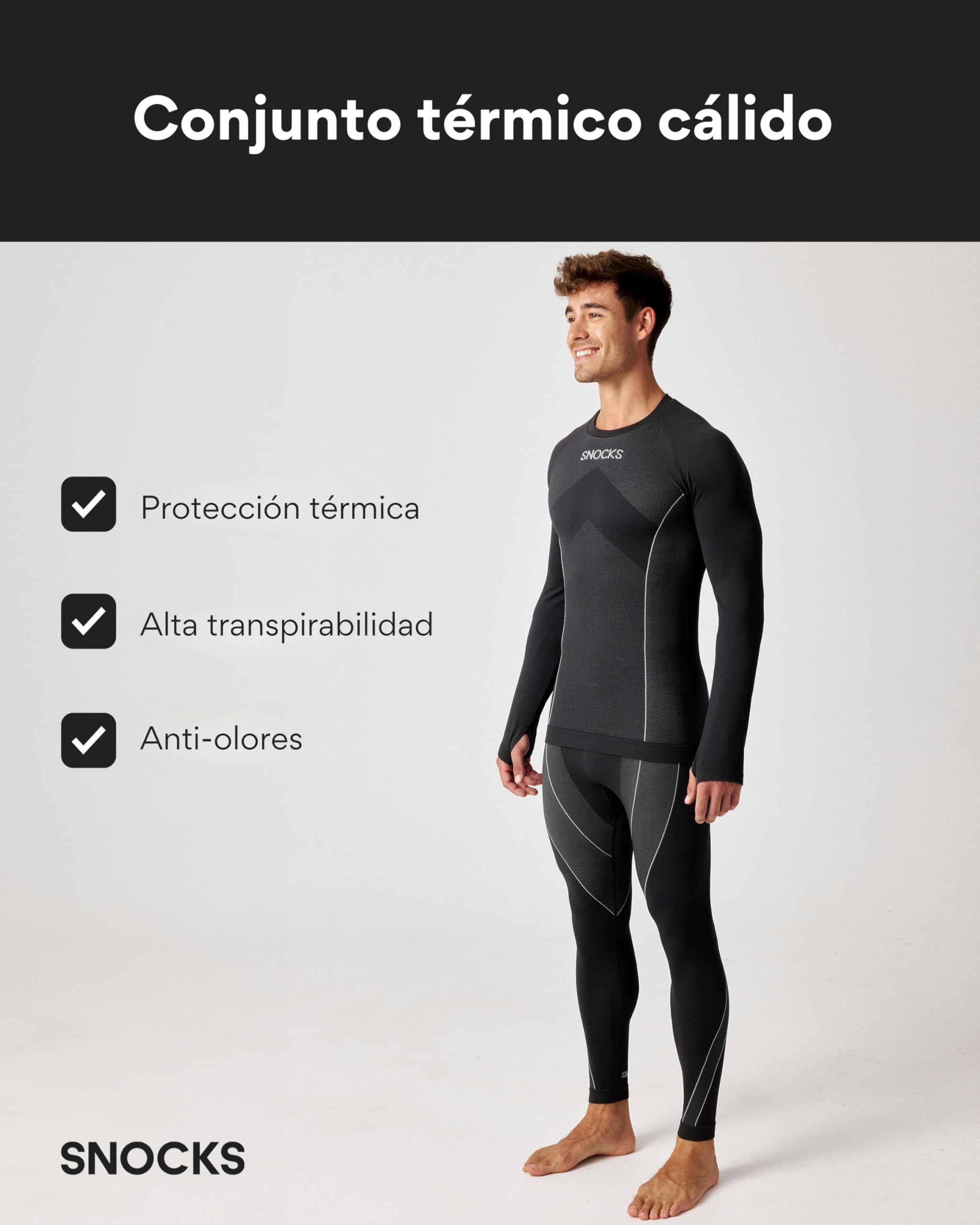 Snocks Ropa Interior Térmica Hombre - Conjunto Térmico Hombre Frío Extremo Talla S-XXL - Ropa Térmica