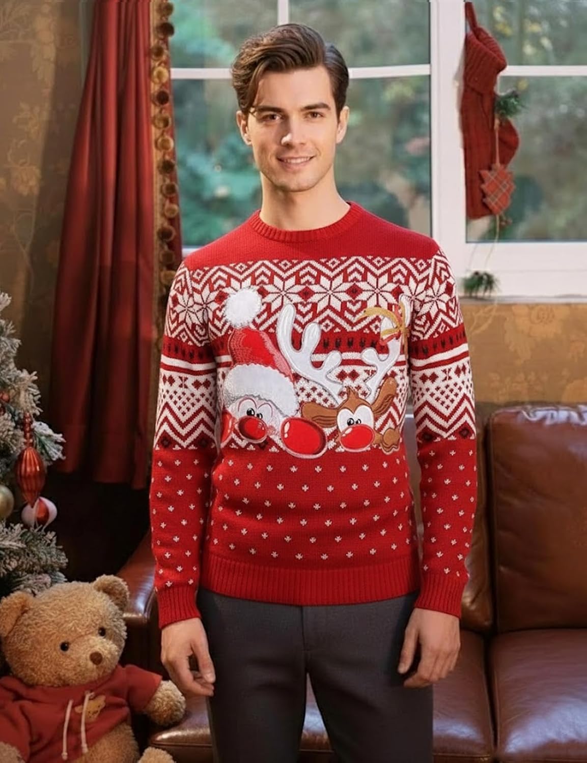 H2H Mens Casual Slim Fit Knitted Christmas Sweaters Holiday Party - Image 2