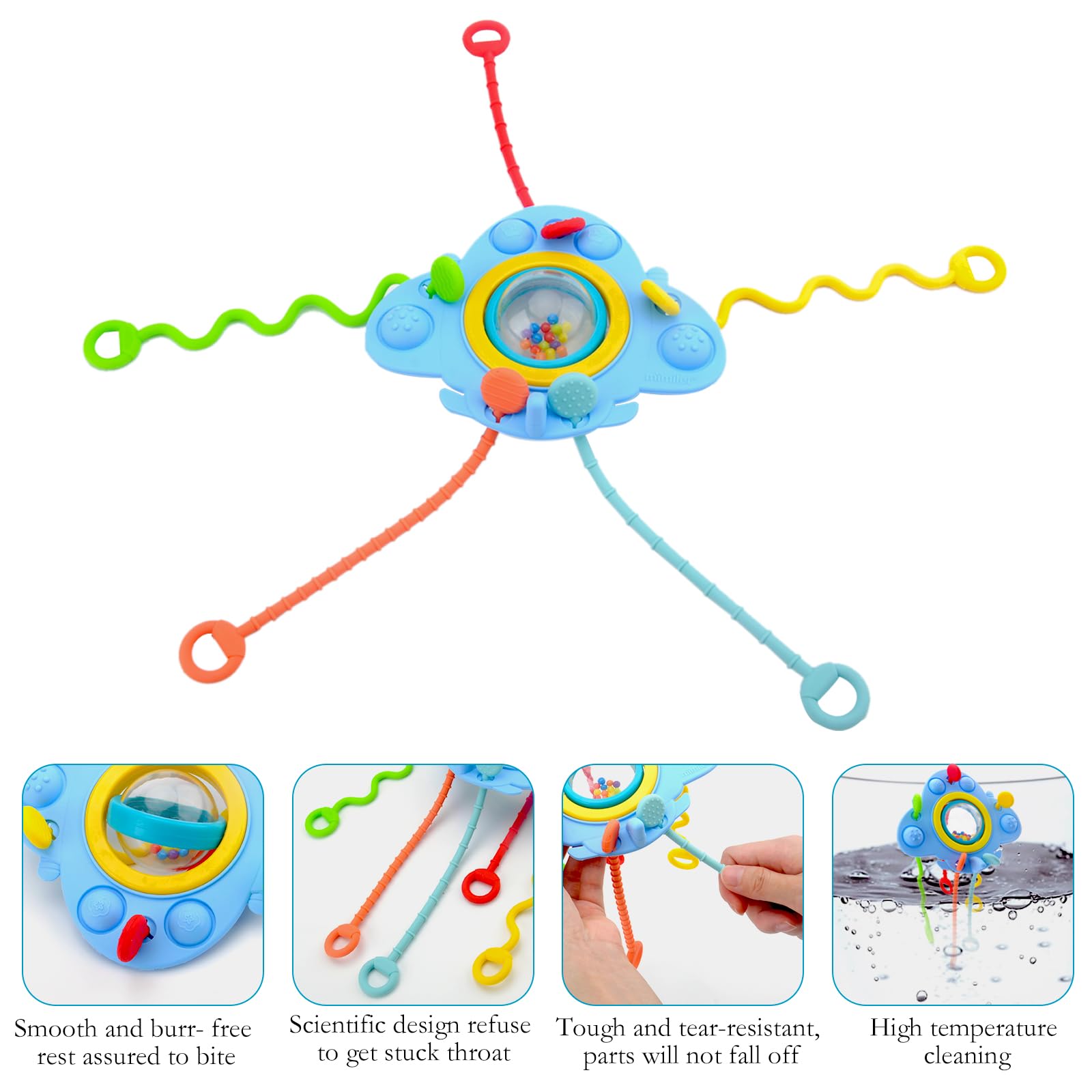 Silikon Zugschnur Baby Spielzeug Ab 6 Monaten | Montessori Sensorik Spielzeug