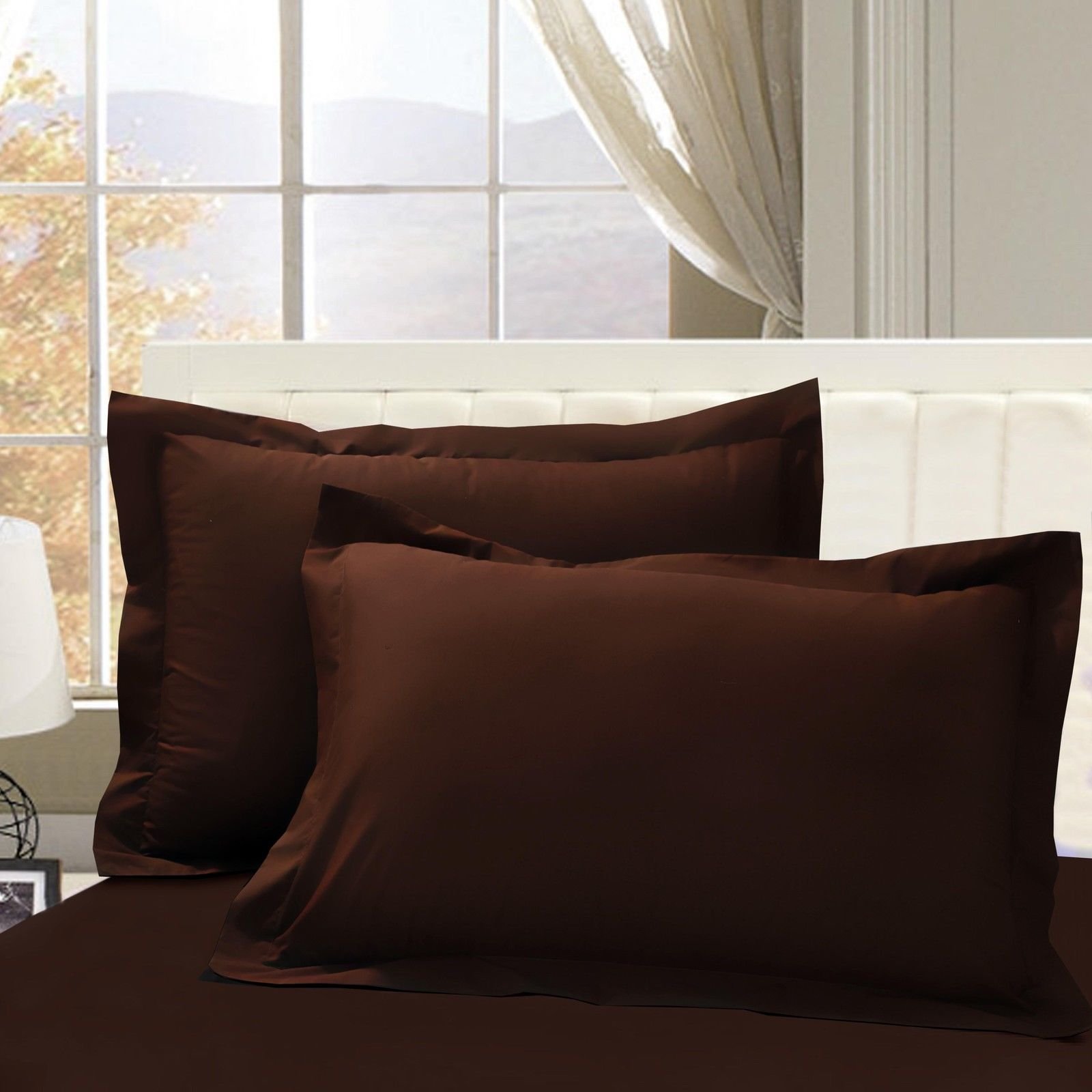 Great Knot 100% Cotone Egiziano Percalle 200 Discussione Conte di Oxford Pillow Coppia (Ivory