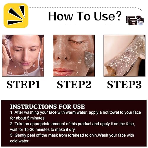 Miniatura 8 de CRIVERY 2 máscaras de té negro, máscara de piel de té negro, máscara de desollado de té negro, máscara de limpieza de extracto de té negro, máscara