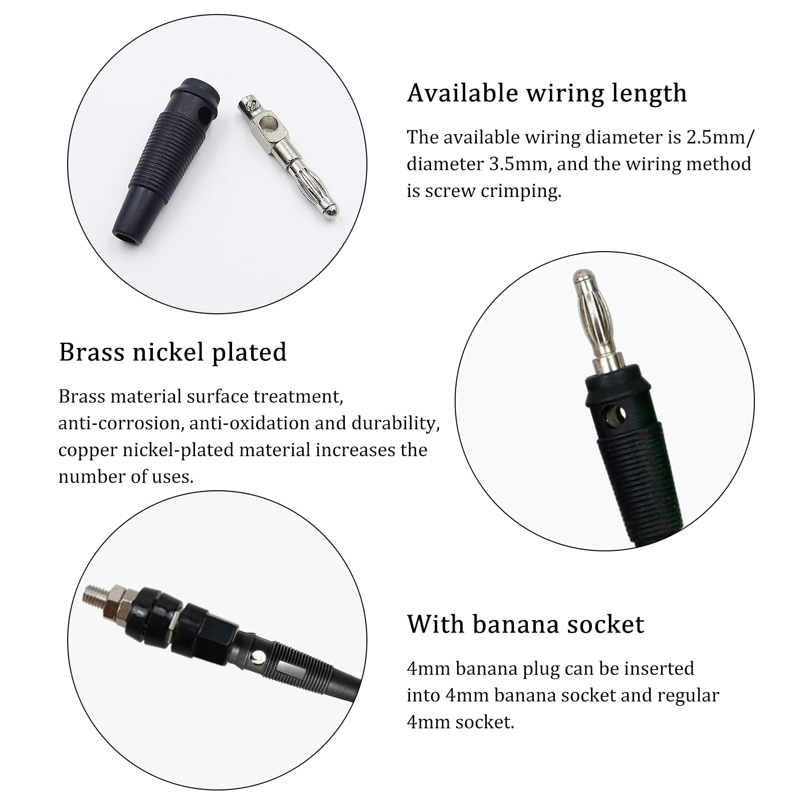 Infreecs 10 stuks banaanstekkers 4 mm, banaanconnector, luidspreker, 32 A banaanstekker, converter voor kabelboxen, eindversterkers, AV-ontvanger, hifi-stereo-installaties (zwart en rood