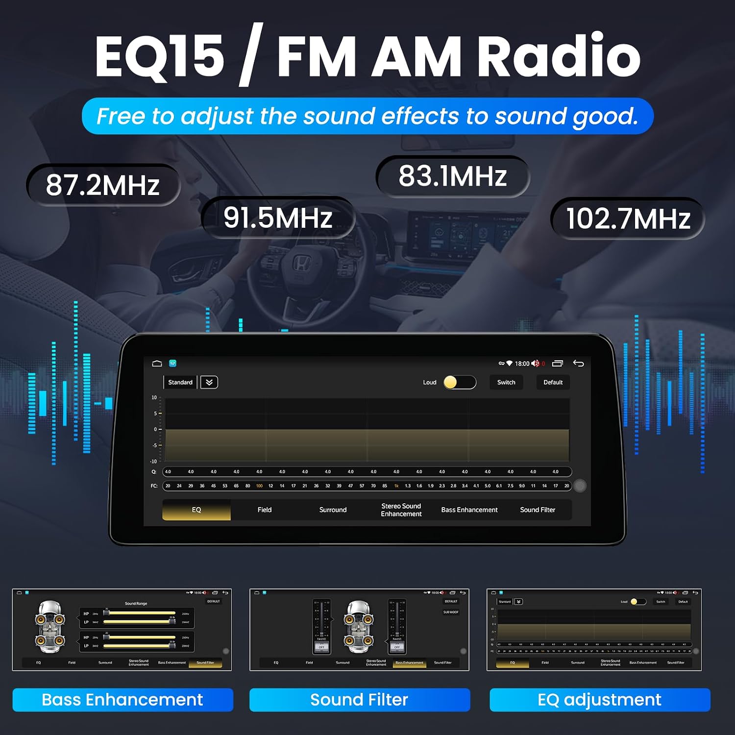 8Core 4G RAM 64G ROM Car Radio for Toyota 4Runner 2010-2019 12.3inch Touchscreen Bluetooth 5.0 Split Screen 1080P Backup Camera Wireless CarPlay Android Auto High Digital Signal Processing FM/AM/RDS image 3