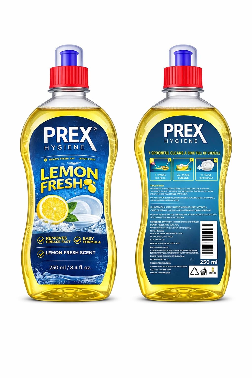 Prex Hygiene Dishwashing Liquid Gel, Lemon Fresh Scent, with Lemon Extract, Gentle on Hands (250ml)-image-30
