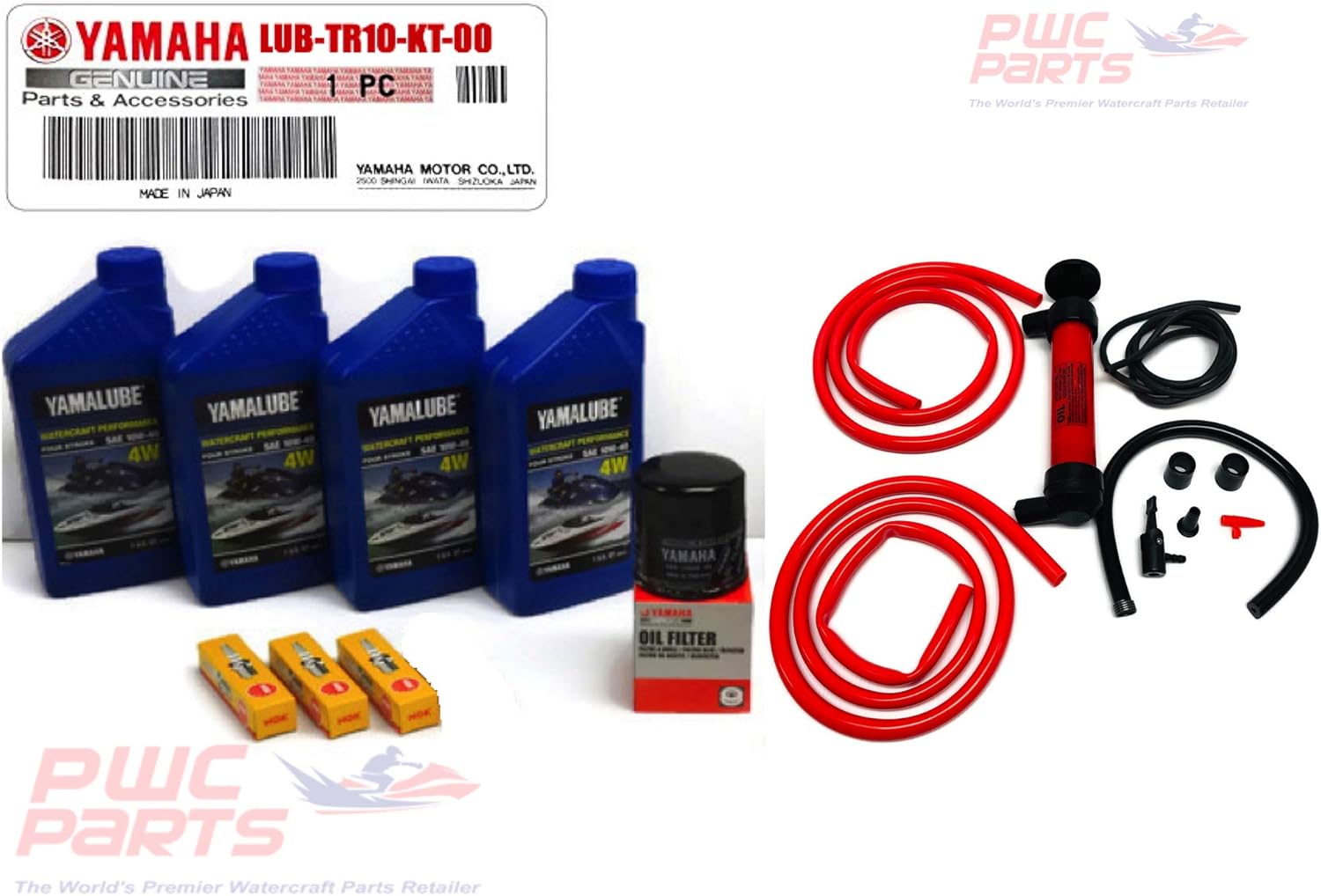 YAMAHA 2016+ VX/Deluxe/Cruiser/Sport TR-1 Oil Change Kit w/NGK Spark Plugs & Deluxe Oil Fluid Extractor Pump