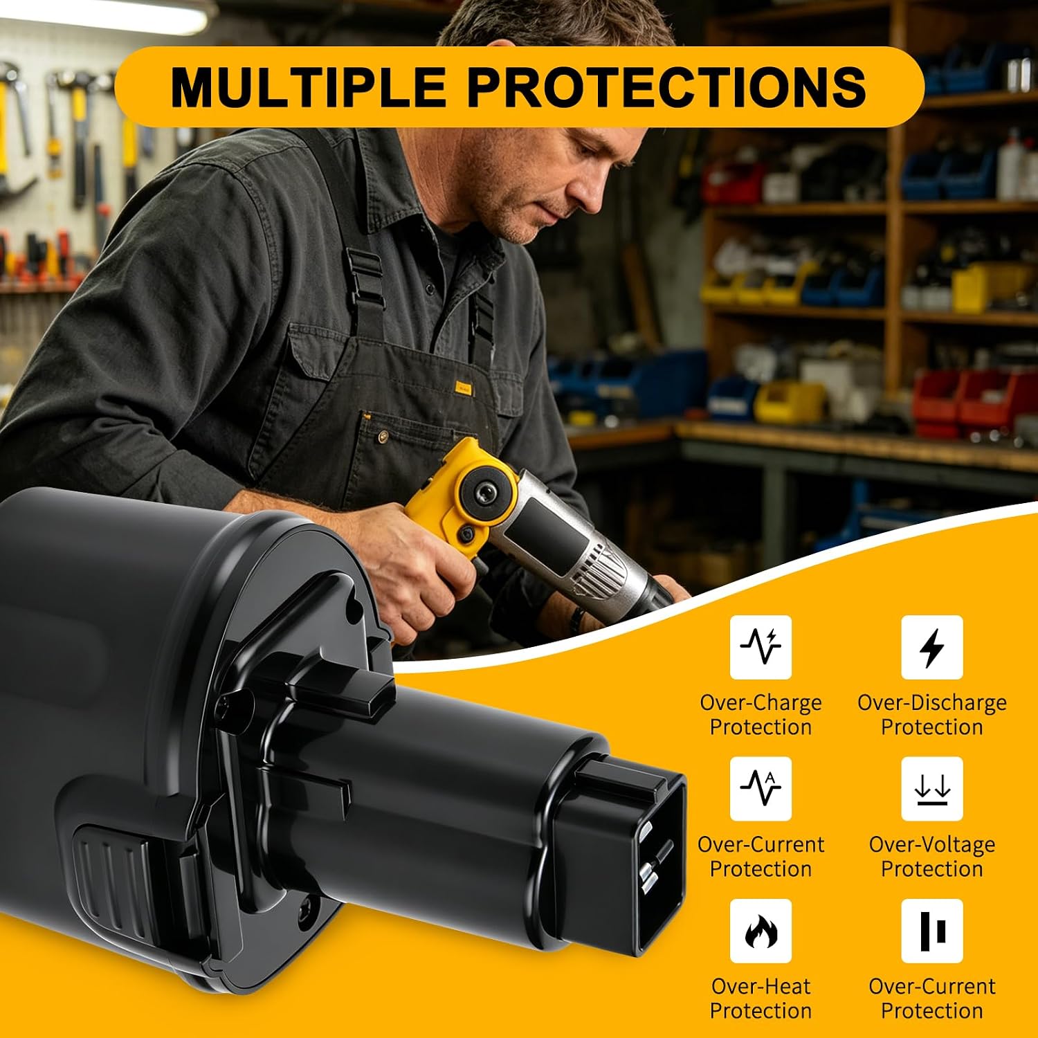 2 Pack 4000mAh 7.2V DW9057 Battery Compatible with Dewalt DW9057 DE9057 DE9085 DW920K DW920K2 DW925K DW925K2 DW968K Cordless Power Tools image 4
