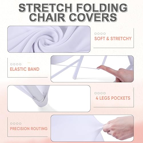 Miniatura 3 de Lounsweer 50 fundas para sillas plegables de elastano elástico y satén para silla, lazos para silla, fundas para silla, lazos con cinta, protector