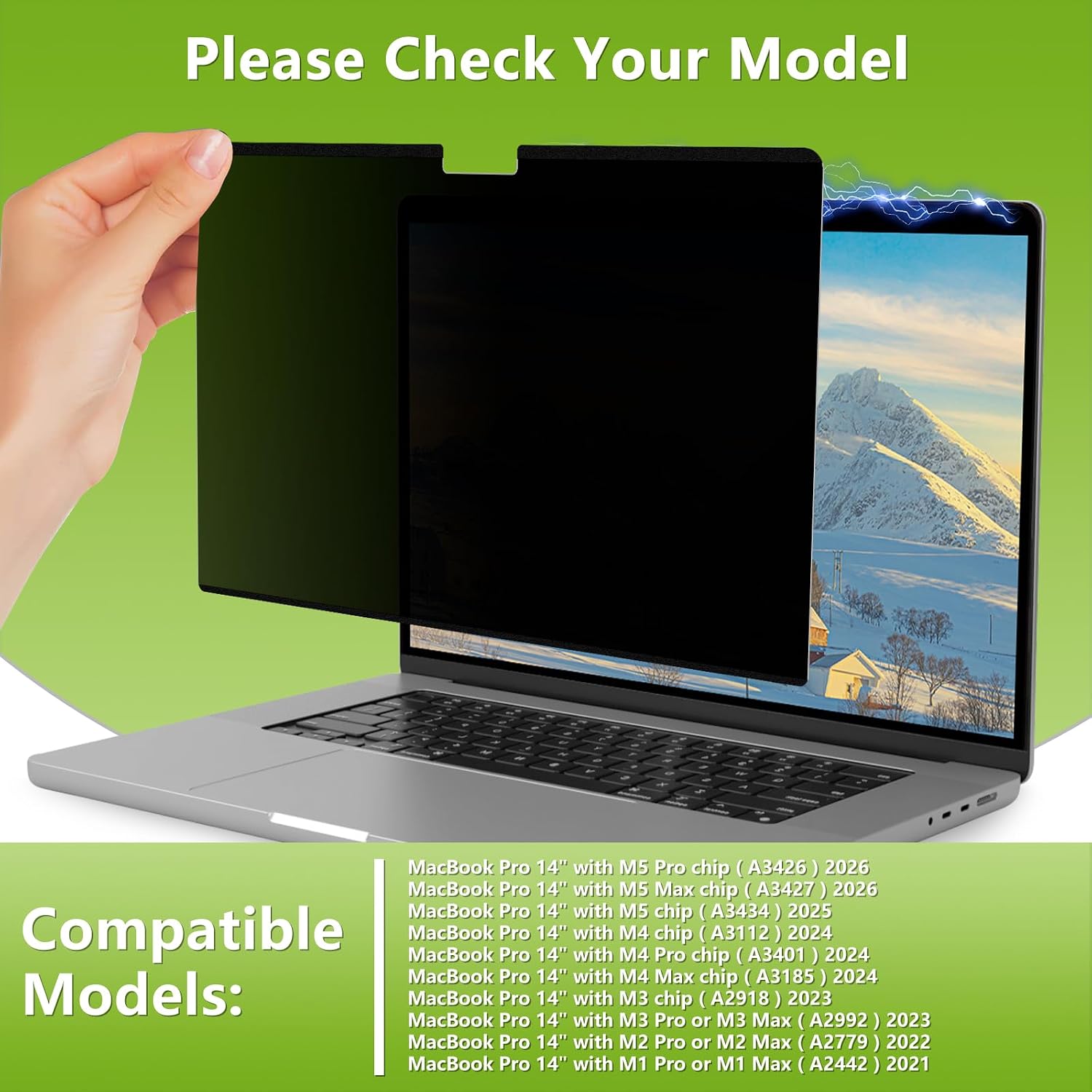 Magnetic Privacy Screen Protector for MacBook Pro 14 Inch (2021-2026, M1/M2/M3/M4/M5, Pro/Max) Removable Matte Anti Glare Blue Light, Anti-Spy Screen Filter for Mac Pro 14inch Laptop Filter