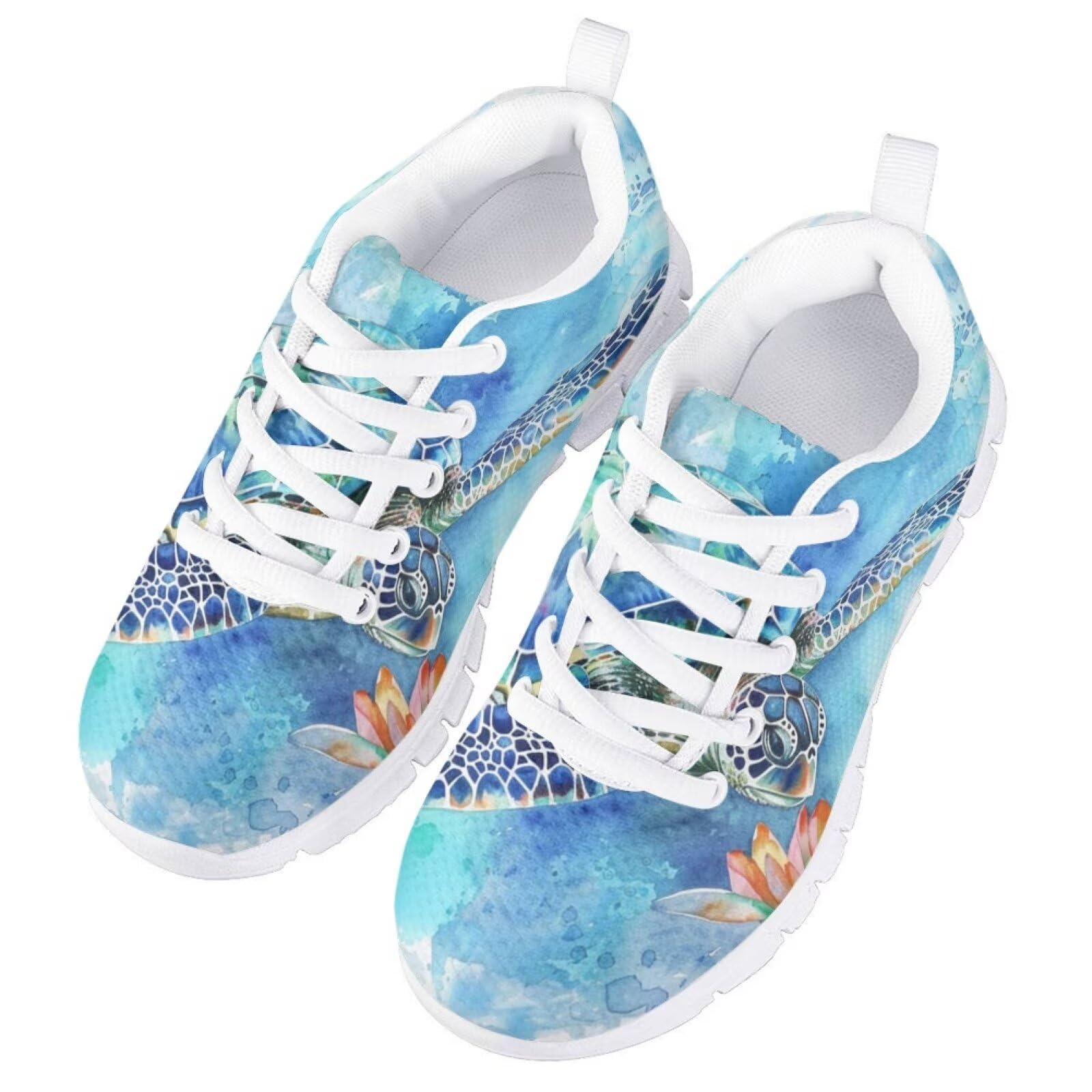 HELLHERO Sea Turtle Sneakers for Kids Running Shoes Boys Girls Athletic Tennis Walking Shoes Breathable Sport Gym Yoga School Outdoor Sports Athletic Trainer Size 13