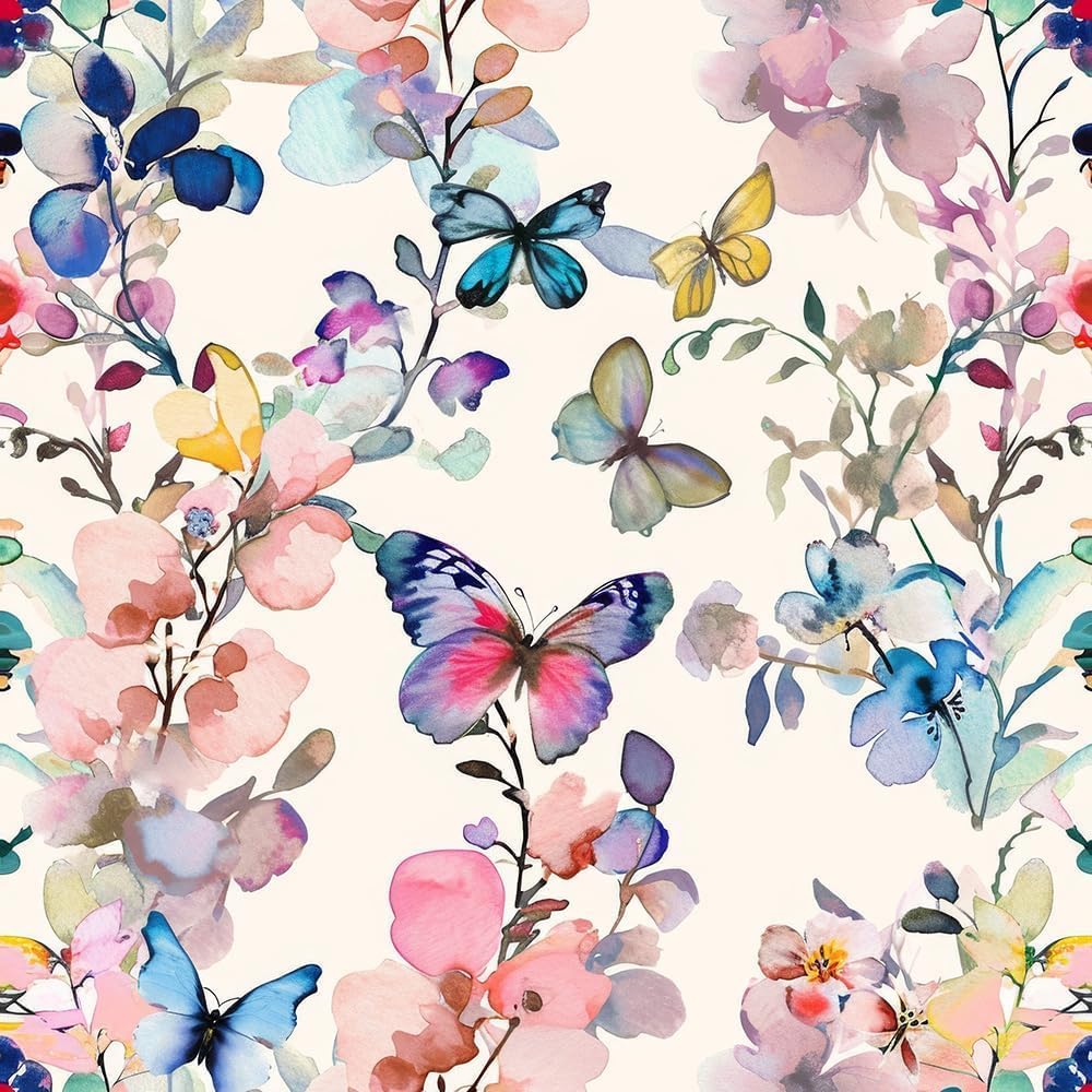 Self-Adhesive Waterproof Butterfly Pattern Wallpaper Removable PVC Vinyl Wall Sticker (45 x 304 cm) for Living Room & Hall Decoration