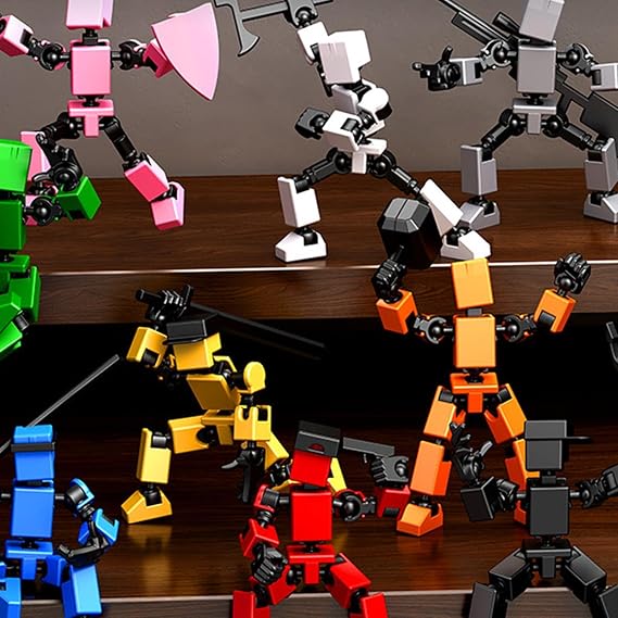 Ť13 Action Figure - ABS, 3D Printed Mini Building Block Robot With Multi Accessories, Movable Joints | Individualized Assembly 3d Printed Action Figure For Friends, Collections, Desktop Decoration