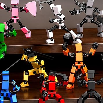 Ť13 Action Figure - ABS, 3D Printed Mini Building Block Robot With Multi Accessories, Movable Joints | Individualized Assembly 3d Printed Action Figure For Friends, Collections, Desktop Decoration