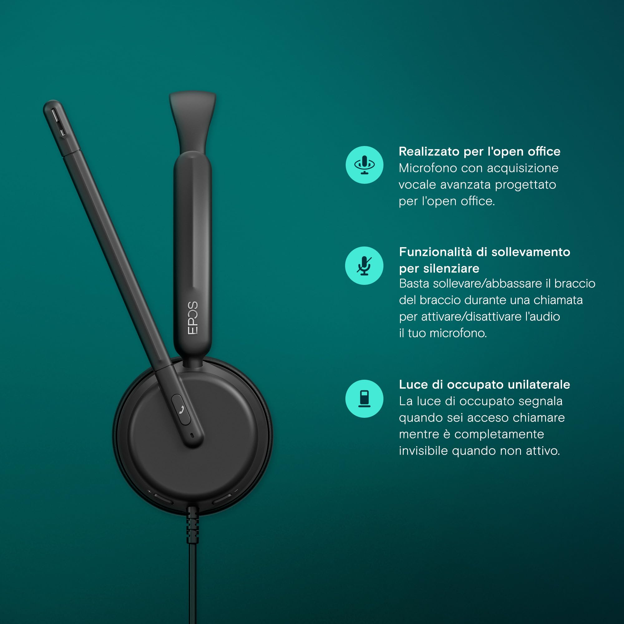 EPOS IMPACT 460 Cuffie Binaurali On-Ear con Cavo USB-C e USB-A, Microfono Noise-Cancelling, Plug-and-Play, Suono Potenziato, Vestibilità Confortevole, Ottime per Ufficio, Casa e Business