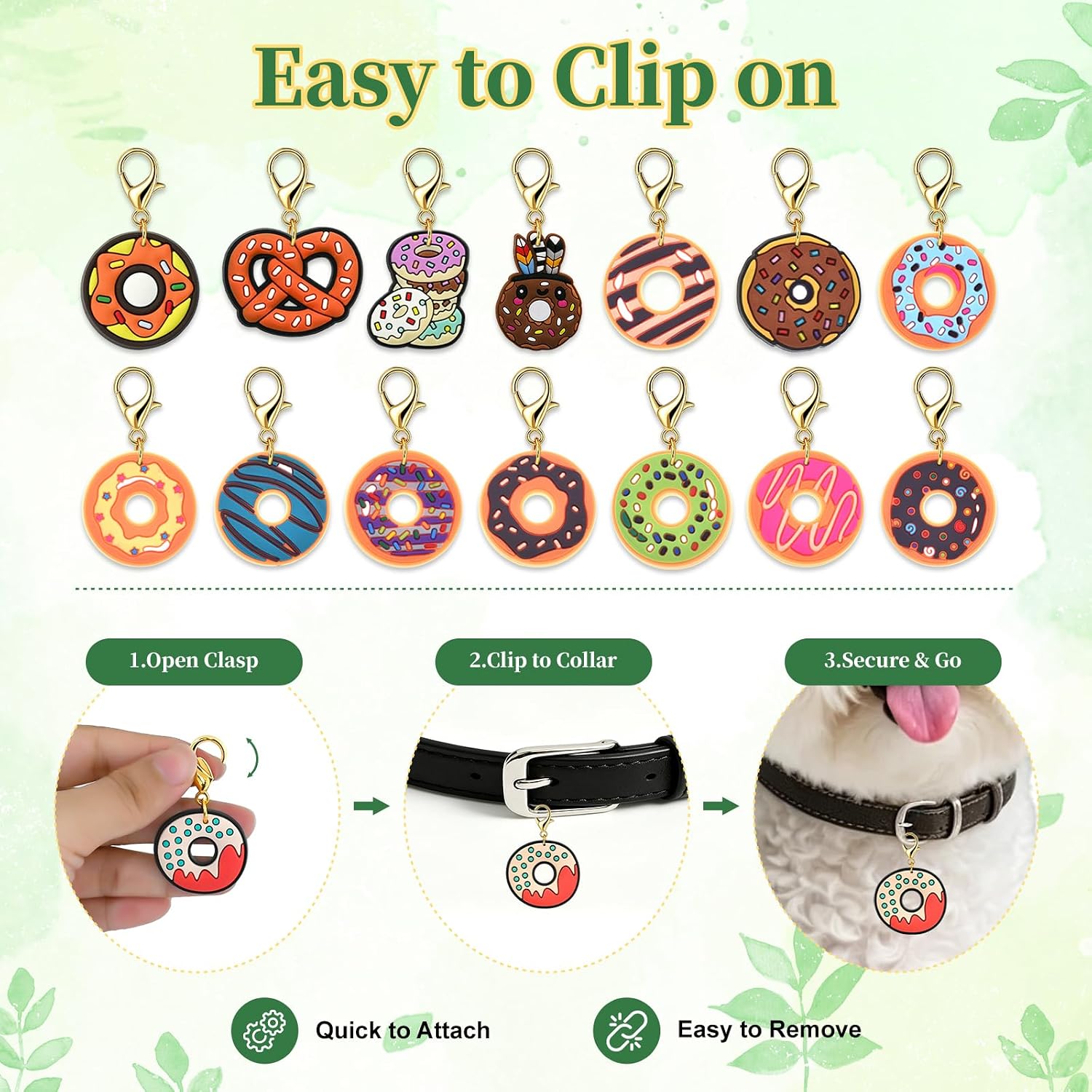 Dog Collar Charms Pendant with Lobster Clasp Clip-on Charms 20PCS image 4