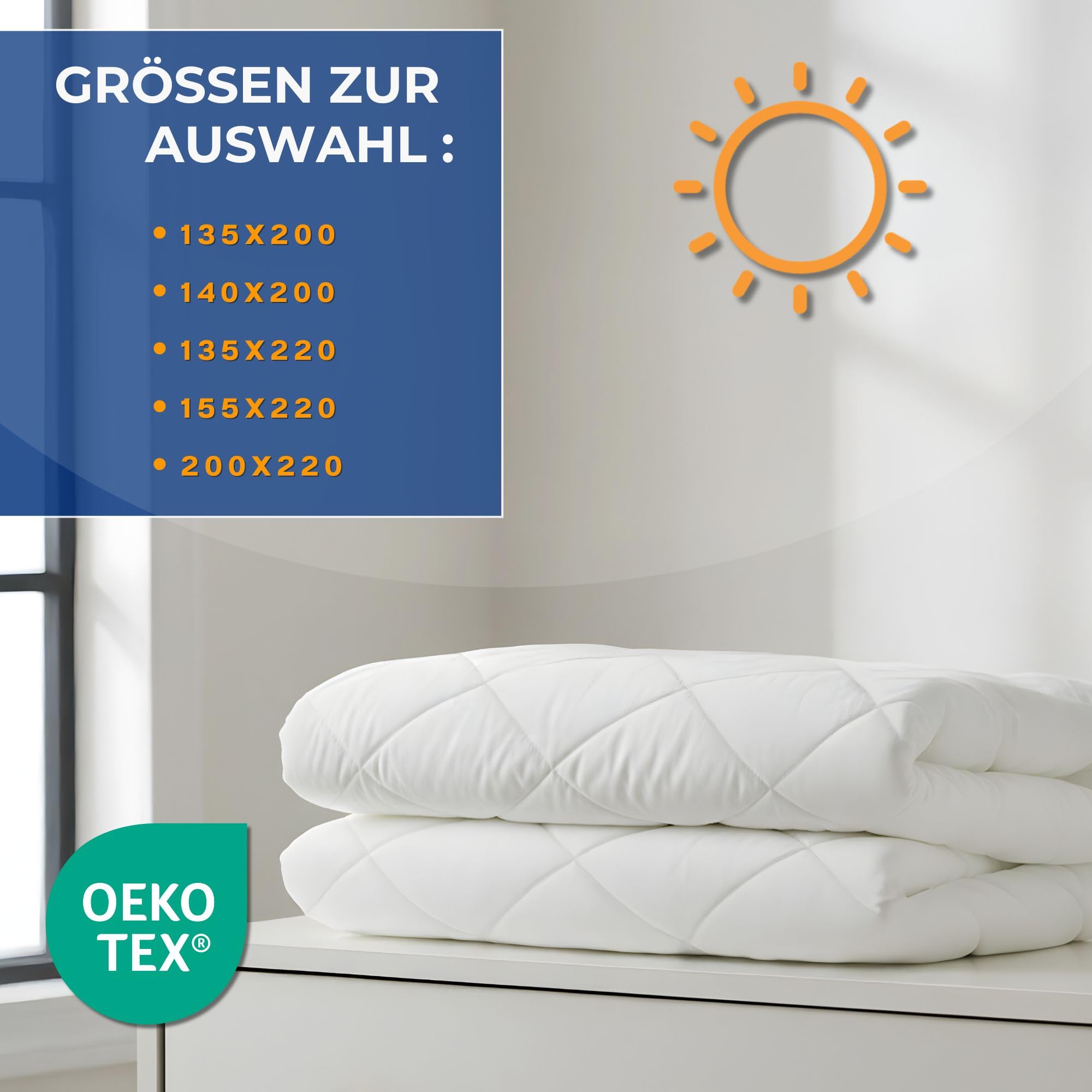 Amazinggirl Bettdecke 220x240 Sommerbettdecke – Weiche leichte atmungsaktive Steppbettdecke für Allergiker – Bild 2