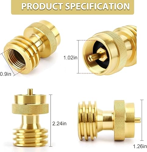 Miniatura 2 de Adaptador de cilindro de propano de 1 libra para quemador de malezas, conector adaptador de repuesto de propano de 20 libras a 1 libra, latón