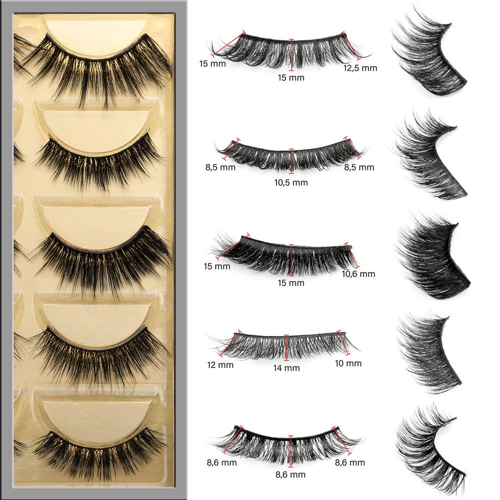 Quickstep Wimpern, Glamour-MIX-Set, Keine Magnete! Revolution im Lasheszeitalter. Bestsellerbox - SET MIT 5 PAAR LASHES INKL. 2X PEN-EYELINER.