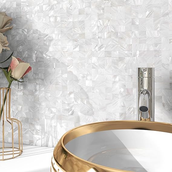 BeNice Self Adhesive Wall Tiles for Bathroom, Mosaic Tile Stickers Splashback Tiles Waterproof ...