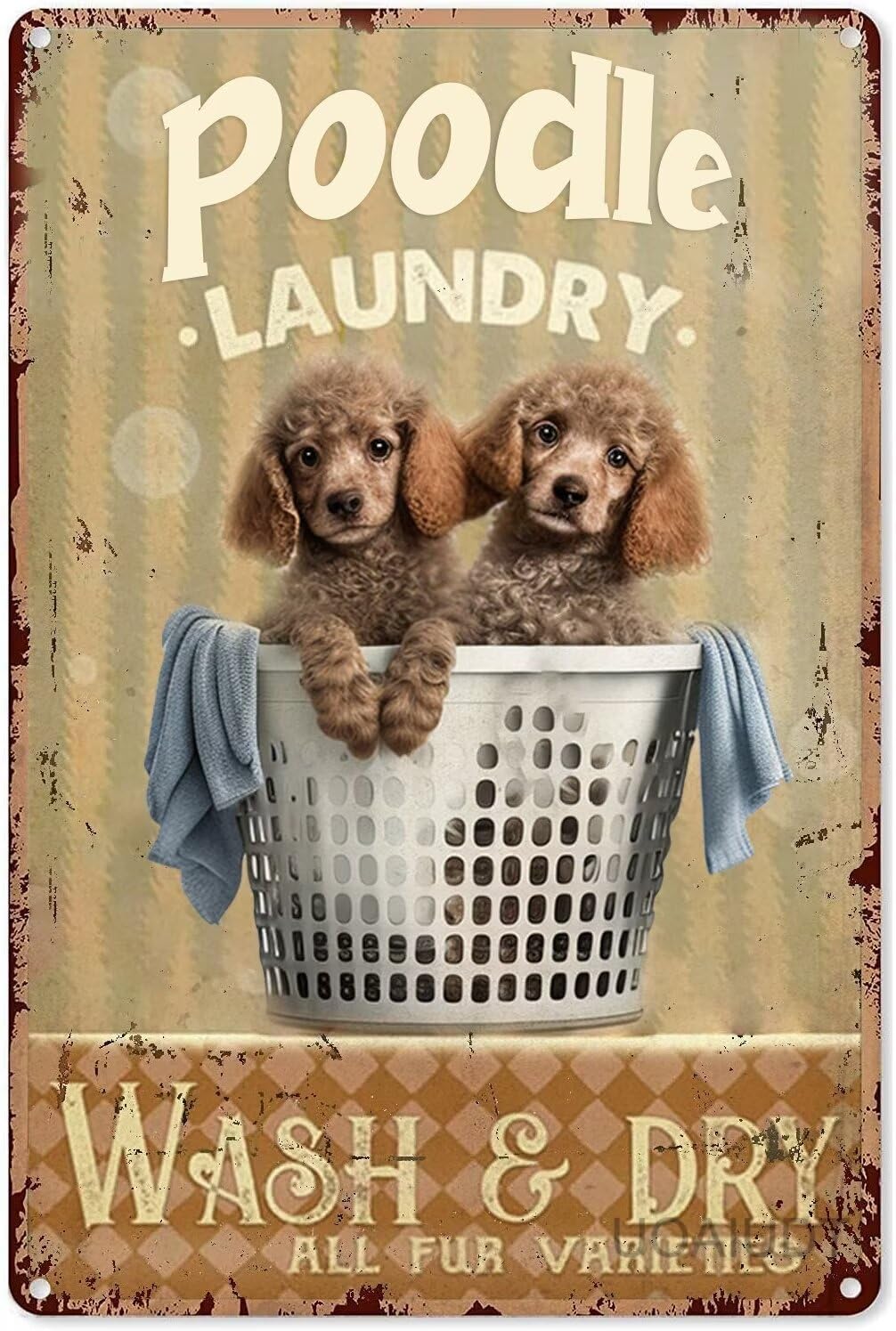 peiyeety Metal Tin Sign Poodle Dog Laundry Room Art Decorative 8x12 Inch Vintage Retro Wall Art Plaque For Laundry Room Dog Lover Rustic Funny Novelty Wall Decor