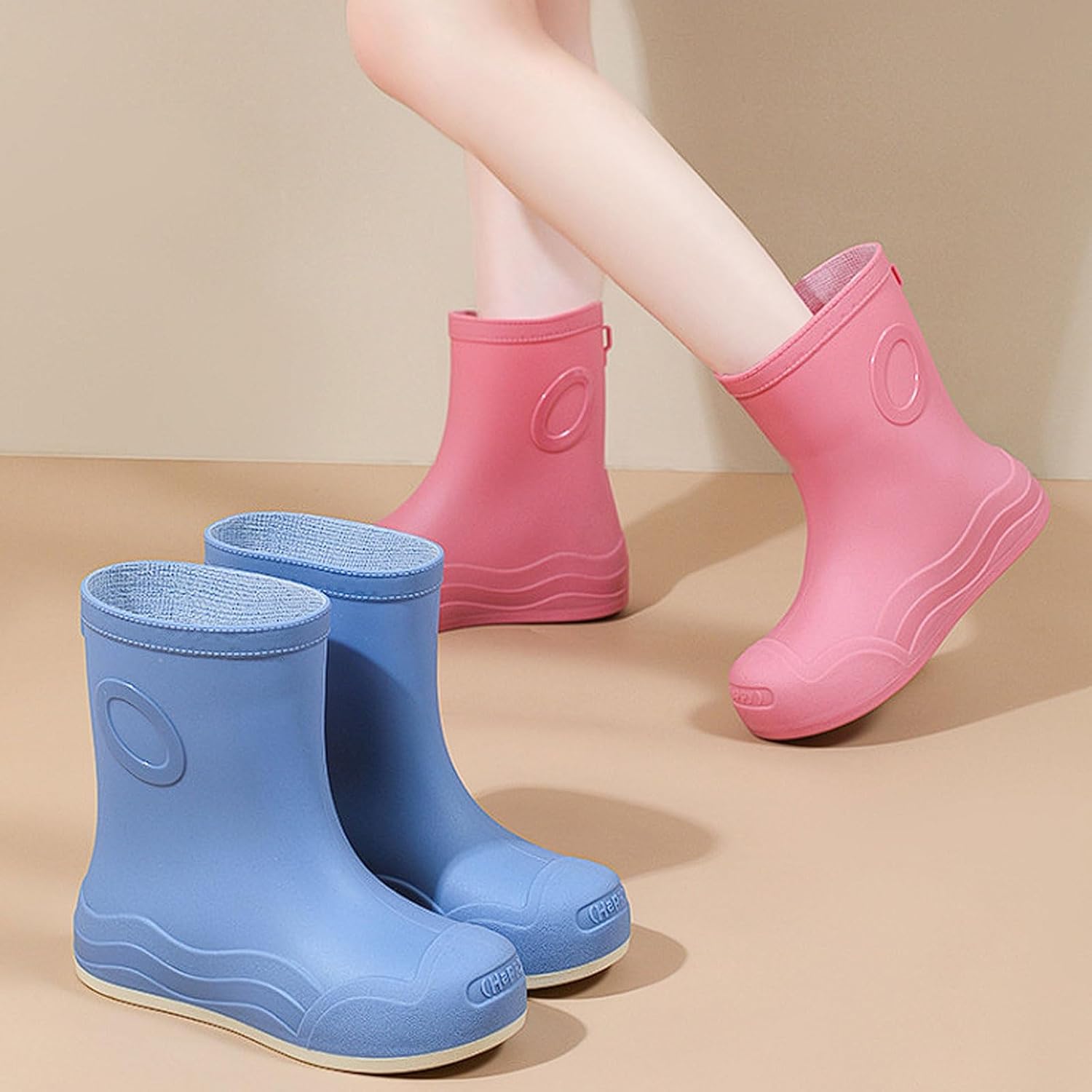 ミドル丈防水レインブーツ、快適な裏地付き軽量滑り止めアウトドアガーデンブーツ ウォーターシューズ(Blue 1,41)