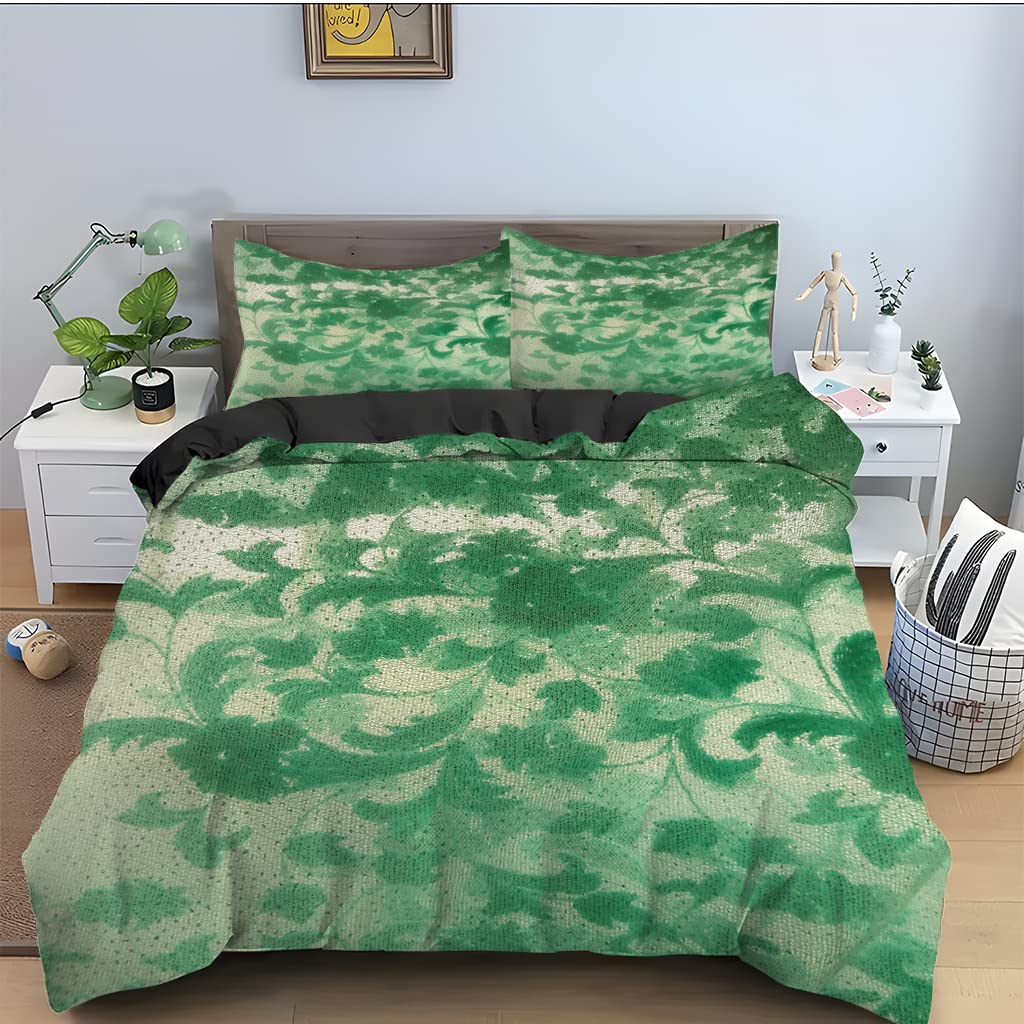 Housse de couette 90x190 enfant feuilles vertes anti-plis en microfibre douce 110g