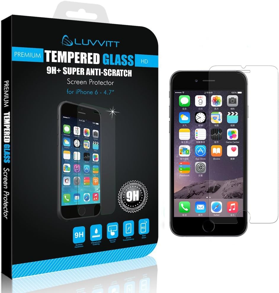 LUVVITT iPhone 6/6s TEMPERED GLASS Screen Protector for iPhone 6/6s Fits Both Apple iPhone 6 (2014) and New iPhone 6S (2015) - Crystal Clear