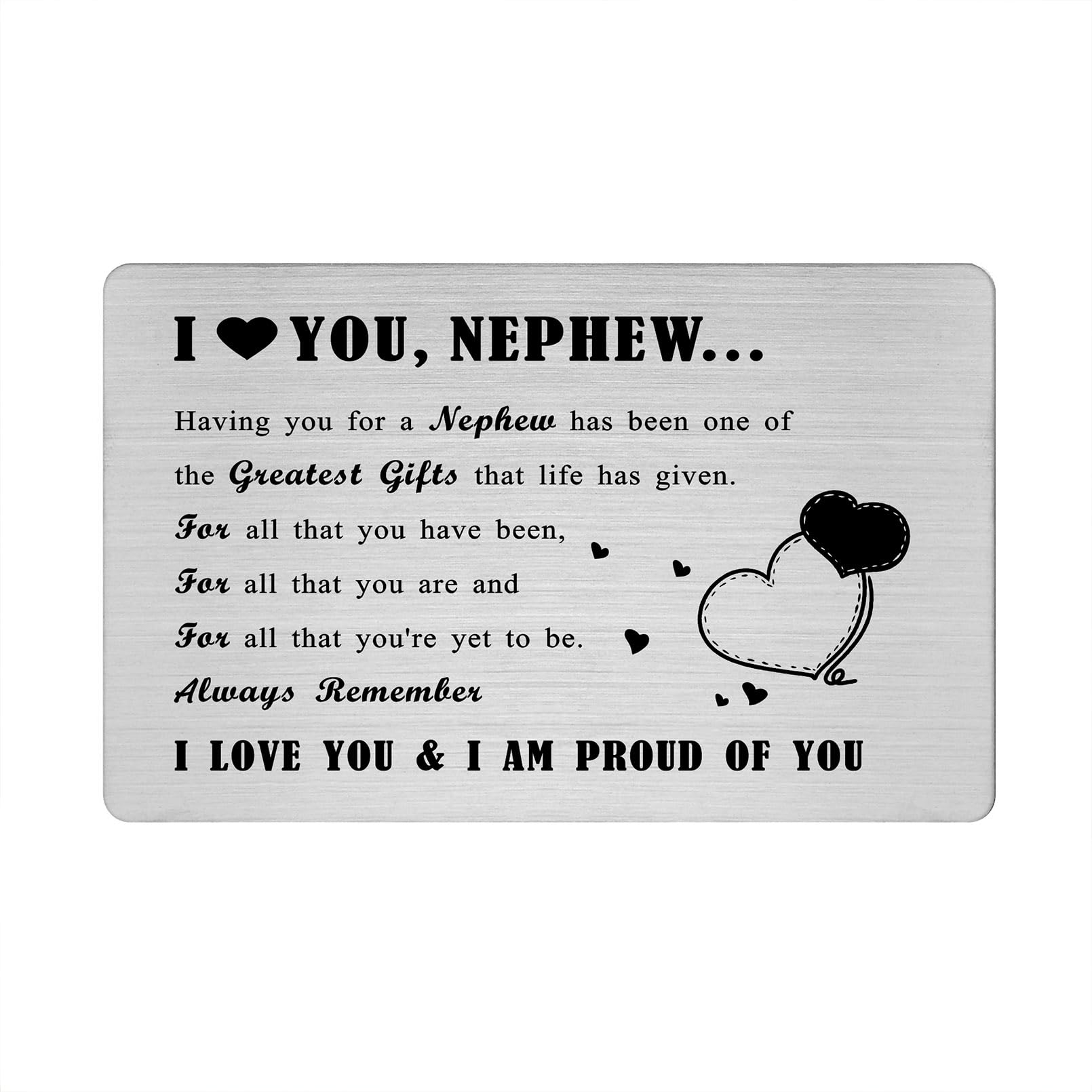 Richesele Nephew Gifts for Nephew – Engraved I Love You Nephew Card –  Personalized Gifts for Nephew Fathers Day, Graduation – BigaMart, image size:1610x1610