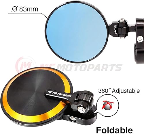 Miniatura 2 de Espejos de barra CNC Gold Reborn  Compatible con GSXR 600, 750, 1000, 1300, CBR600RR, CBR1000RR, SV650, SV1000, SFV650  Aluminio mecanizado con