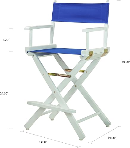 Miniatura 2 de Casual Home - Silla de director de 24 in, marco blanco, con lona color azul rey, altura de mostrador