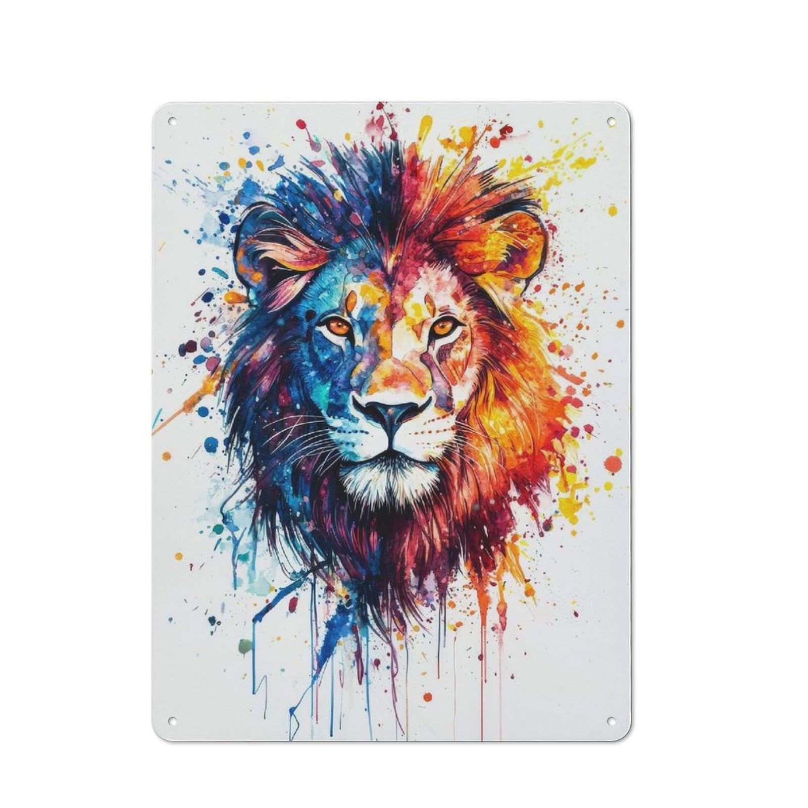Wildly Majestic Lion Watercolor Vintage Tin Sign 40x30cm for Lounge Or Reading Corner, for Reading Corner Decorators