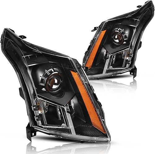DWVO Conjunto de faros delanteros compatible con Cadillac SRX 2010 2011 2012 2013 2014 2015 2016 carcasa negra lente transparente (modelos de faros