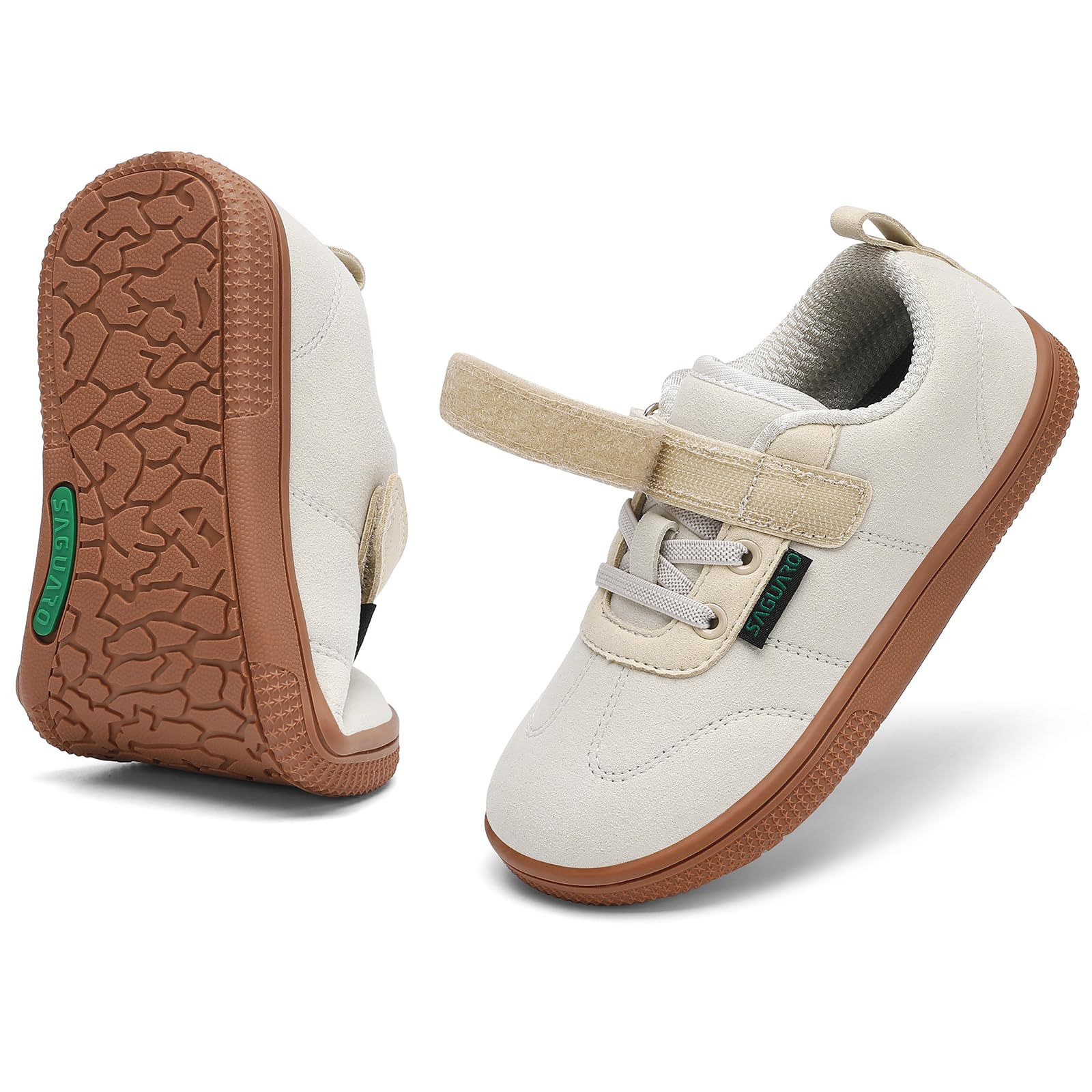 SAGUARO Barfußschuhe Kinder Barfussschuhe Hausschuhe Jungen Mädchen Breite Hallenschuhe Kinderschuhe Outdoor Barfuß Sneaker Turnschuhe für Schule, Alltag und Ausflüge Beige, Gr.34