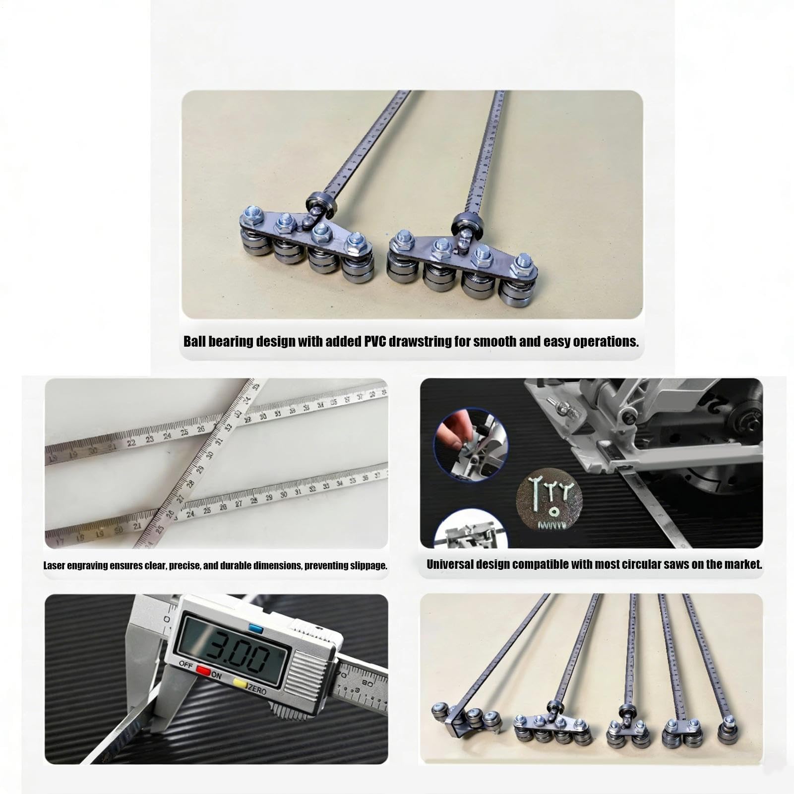 Guida per Circolare Strumento di misura regolabile di precisione | Rotaia di Guida in Acciaio per lavori di bricolage, fabbricazione mobili, officina,