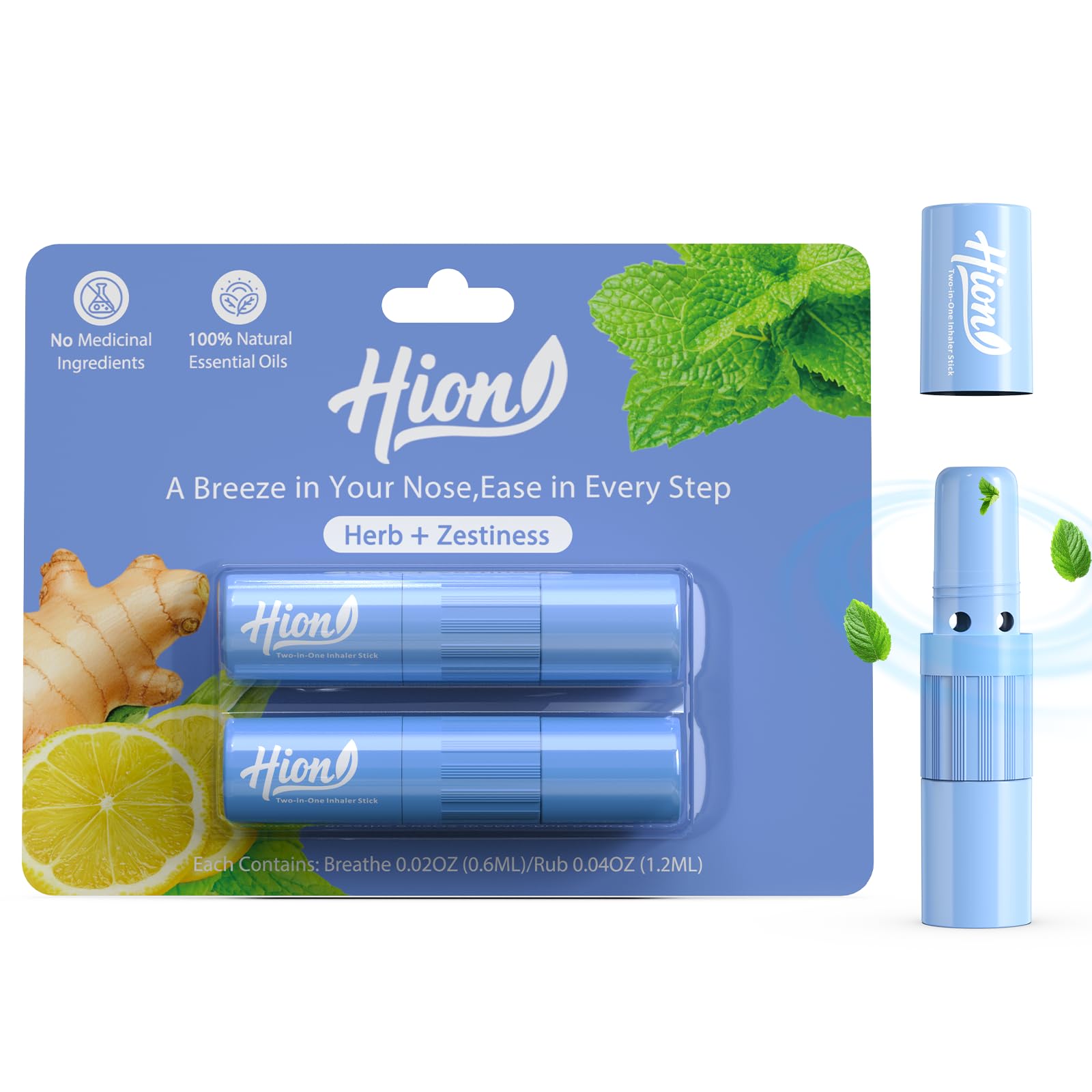 Hion Nausea Relief Inhaler Stick, Fast-Acting Motion Sickness Relief