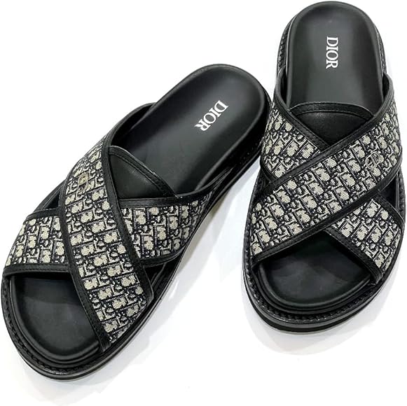 ディオールサンダルAQUAオブリークジャガードレザーベージュ黒