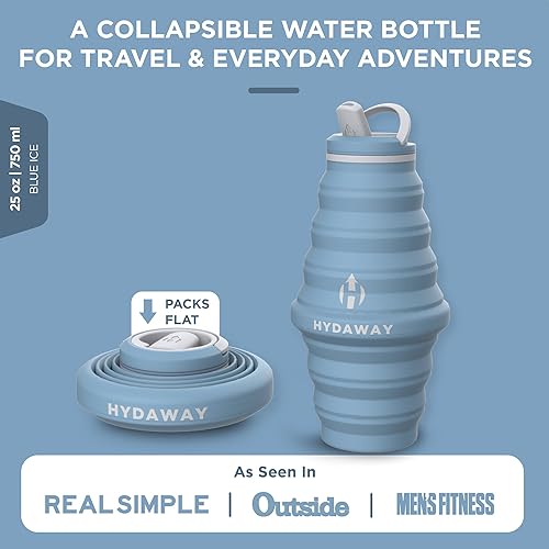 Miniatura 2 de HYDAWAY Botella de agua plegable de 25 onzas, sin BPA, a prueba de fugas, ligera y ahorra espacio, perfecta para senderismo, viajes e hidratación