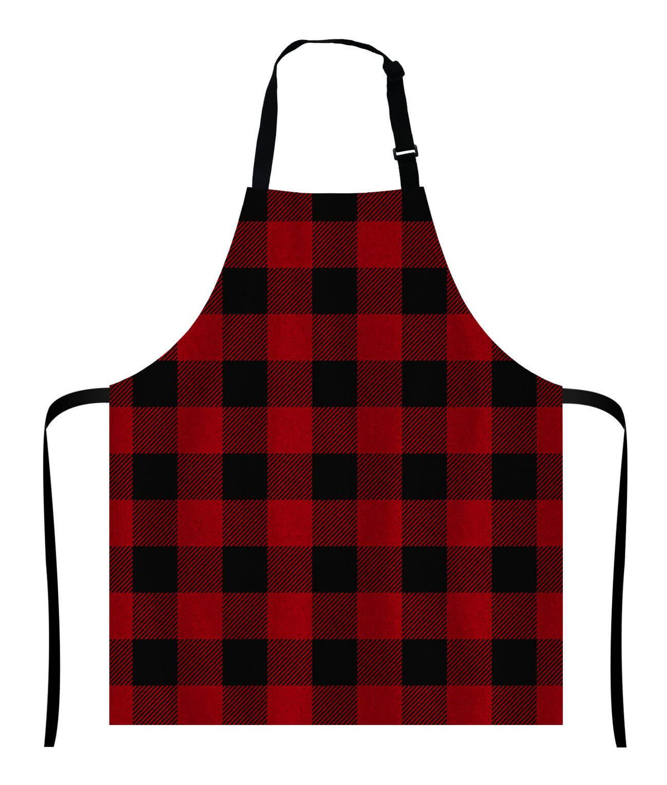 Wasach Black and Red Buffalo Check Plaids Bib Apron with Adjustable Neck for Men Women,Suitable for Home Kitchen Cooking Waitress Chef Grill Bistro Baking BBQ Apron