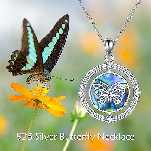 Miniatura 7 de AXELUNA Collar con colgante de luna y sol de plata de ley 925 con concha de abulón, luna y sol, para mujeres y niñas