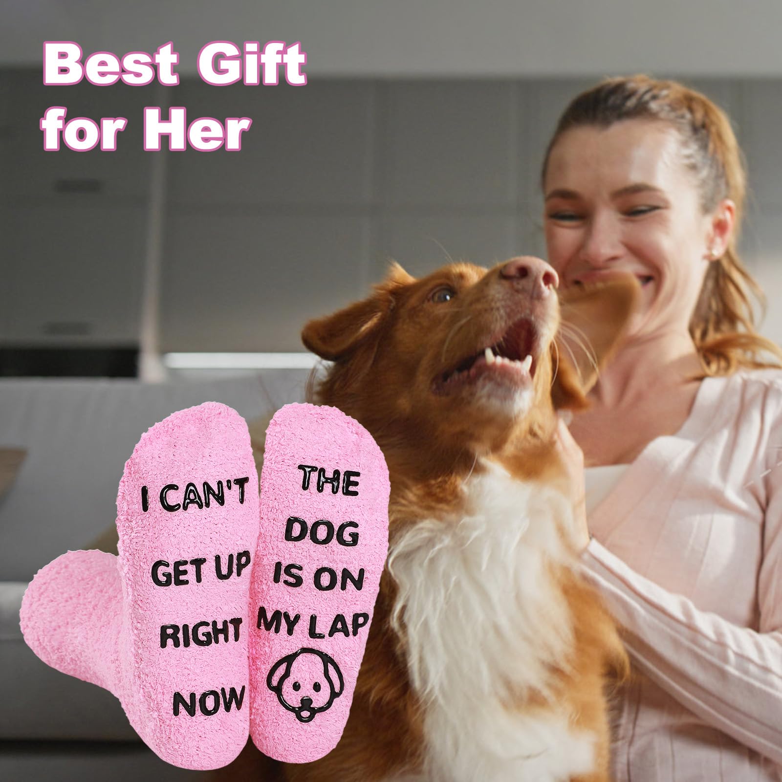 BISOUSOX Dog Cat Lovers Gifts For Mum Women Non Slip Fluffy Socks Novelty Socks for Women 3.5-7 Size Soft Funny Socks Birthday Funny Gifts for Wife Girlfriend — view 7