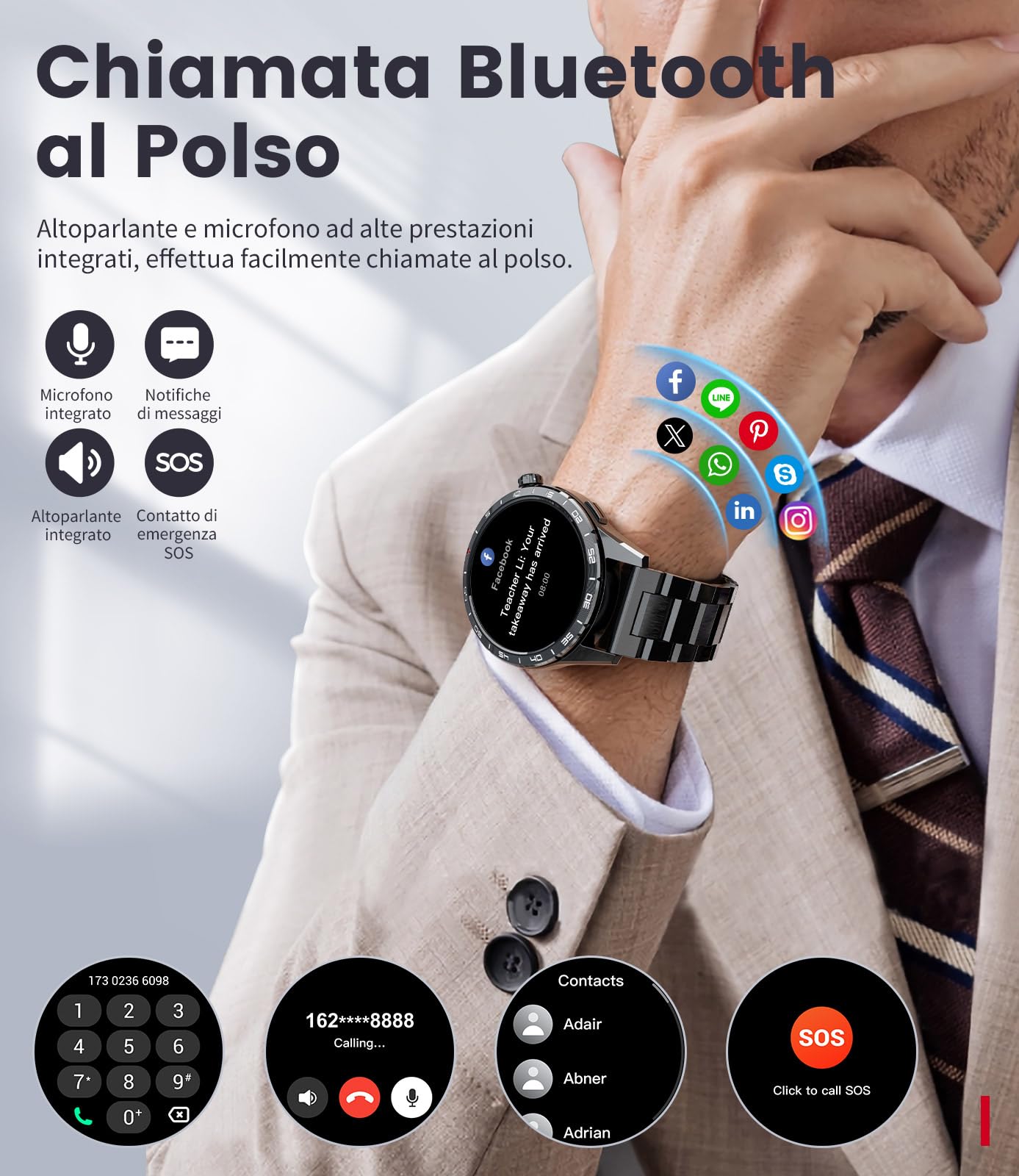 FOXBOX 2024 Smartwatch Uomo con 3 Cinturini 1.43"AMOLED Orologio Smartwatch con Chiamate Bluetooth, 400mAh 110+ Modalità Sportive,IP68 Impermeabile Sonno/Cardiofrequenzimetro per Android iOS,Nero