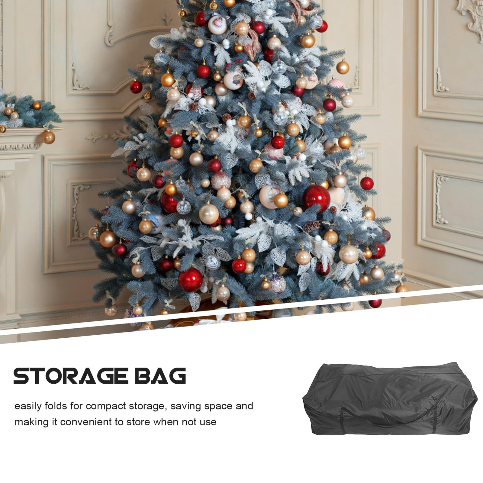 SHINEOFI Borsa Portaoggetti per Albero di Natale Oxford 420D Nero 173X76X51 CM con Manici e Cerniera Pieghevole Ampia Capacità per Materassi Cuscini e Mobili da Esterno per Riporre e